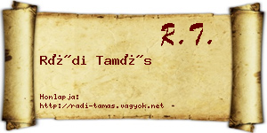 Rádi Tamás névjegykártya